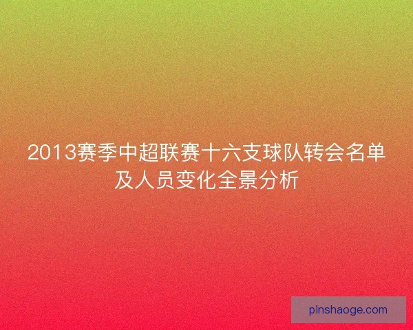 2013赛季中超联赛十六支球队转会名单及人员变化全景分析