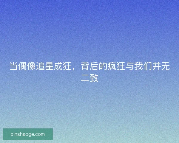 当偶像追星成狂，背后的疯狂与我们并无二致