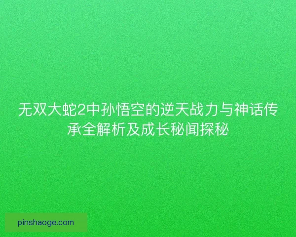 无双大蛇2中孙悟空的逆天战力与神话传承全解析及成长秘闻探秘