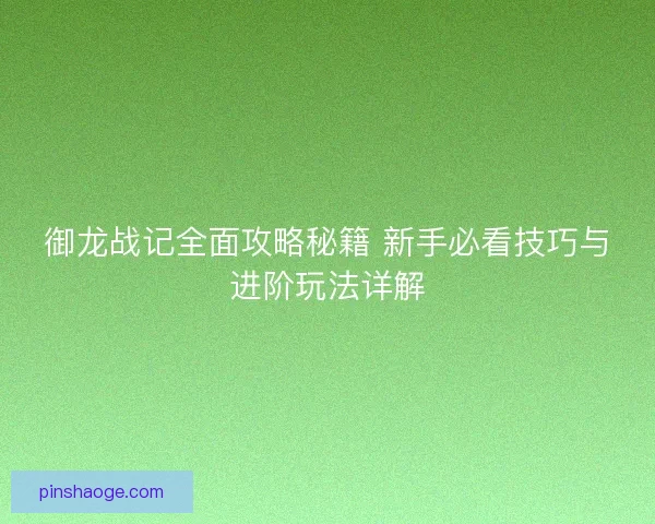 御龙战记全面攻略秘籍 新手必看技巧与进阶玩法详解